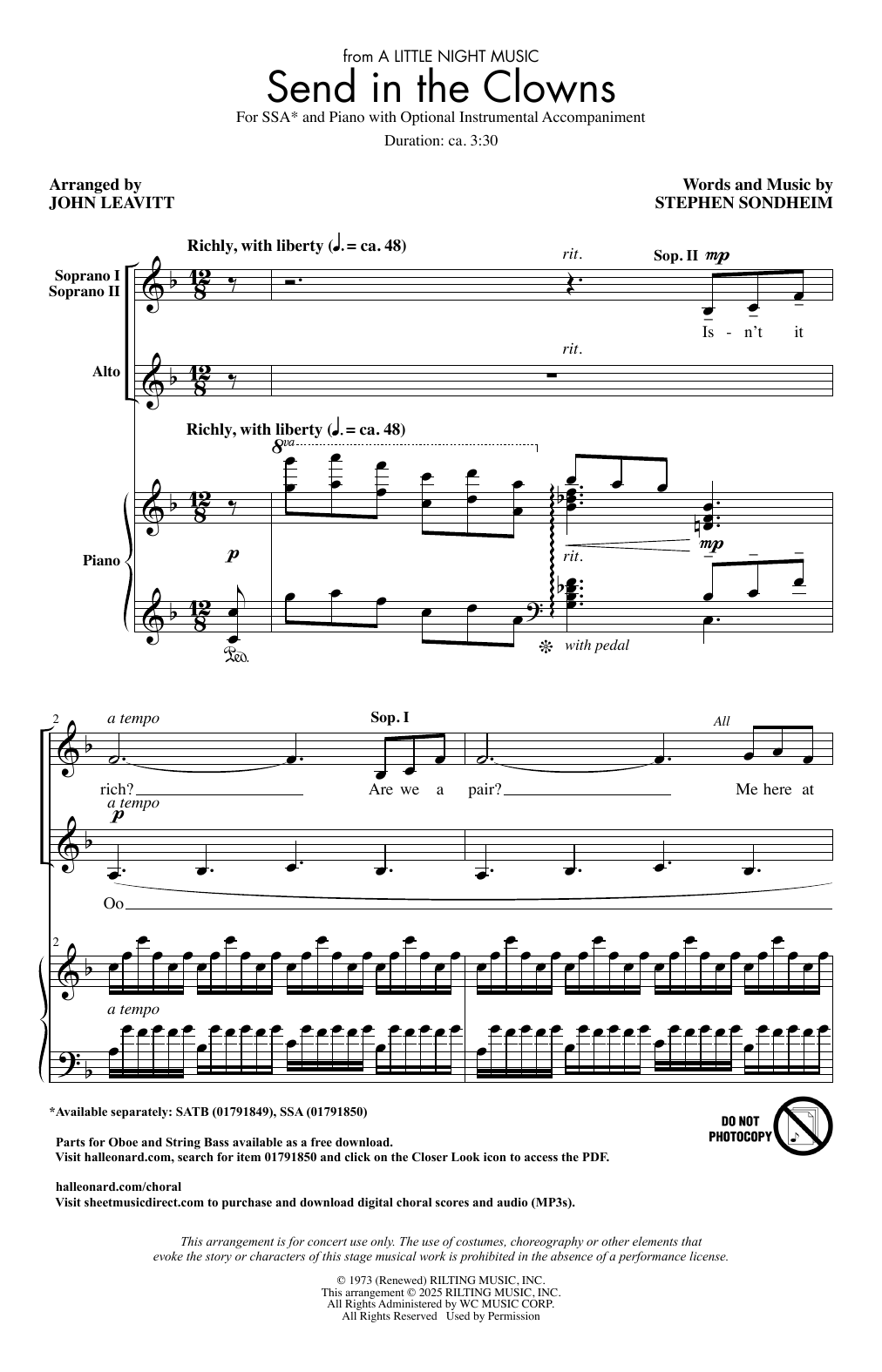 Produktgalerie: Seite 1 von 1 Send In The Clowns (arr. John Leavitt), Stephen Sondheim, Chor