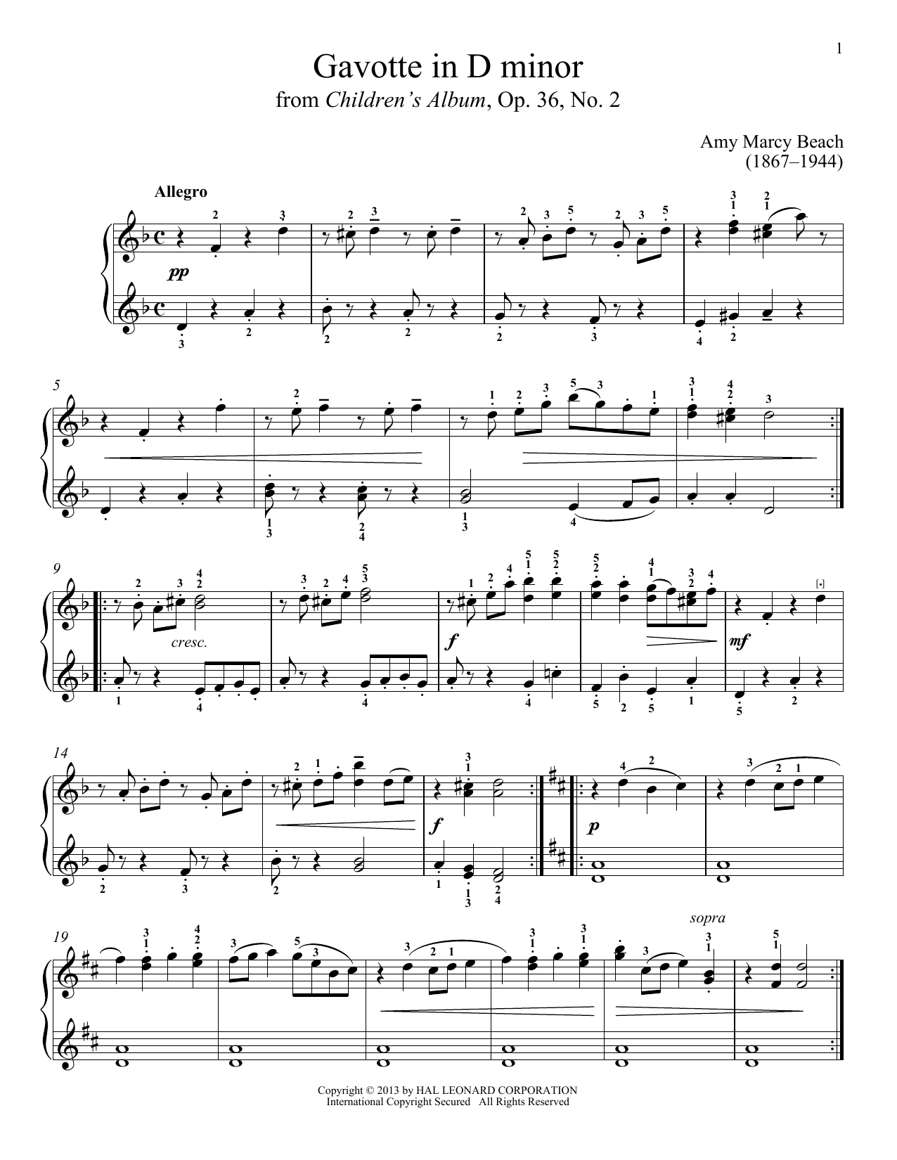 Produktbild zu: Gavotte in D Minor