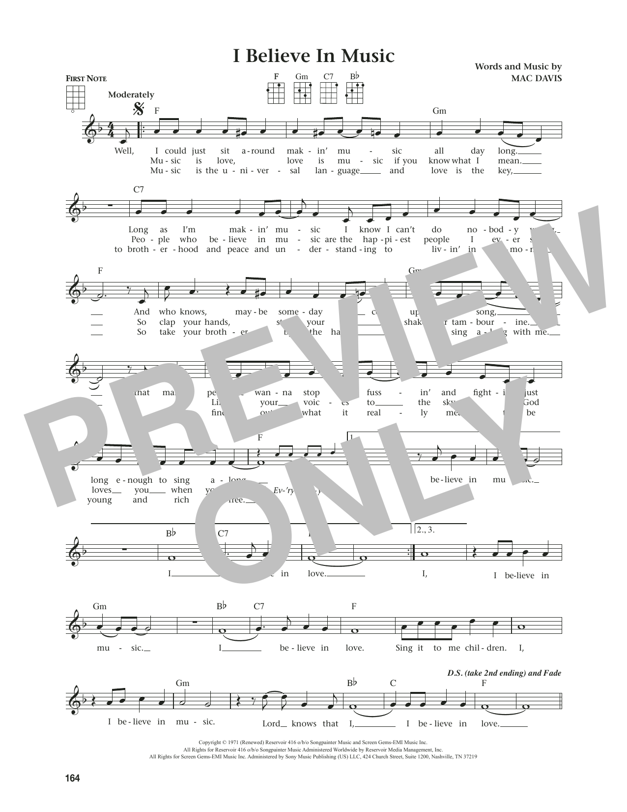 Produktgalerie: Seite 1 von 1 I Believe In Music (from The Daily Ukulele) (arr. Jim Beloff), Mac Davis, Ukulele