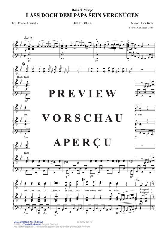 Produktgalerie: Seite 3 von 3 Lass doch dem Papa sein Vergnügen , Bass & Bässje, Klavier und Gesang