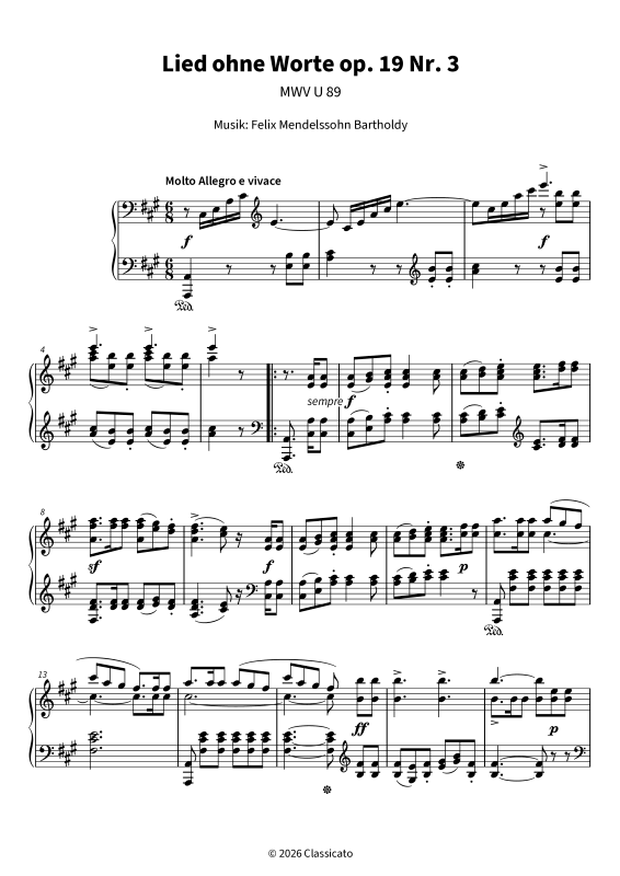 Produktgalerie: Seite 1 von 9 Lied ohne Worte op. 19 Nr. 3, , Klavier Solo