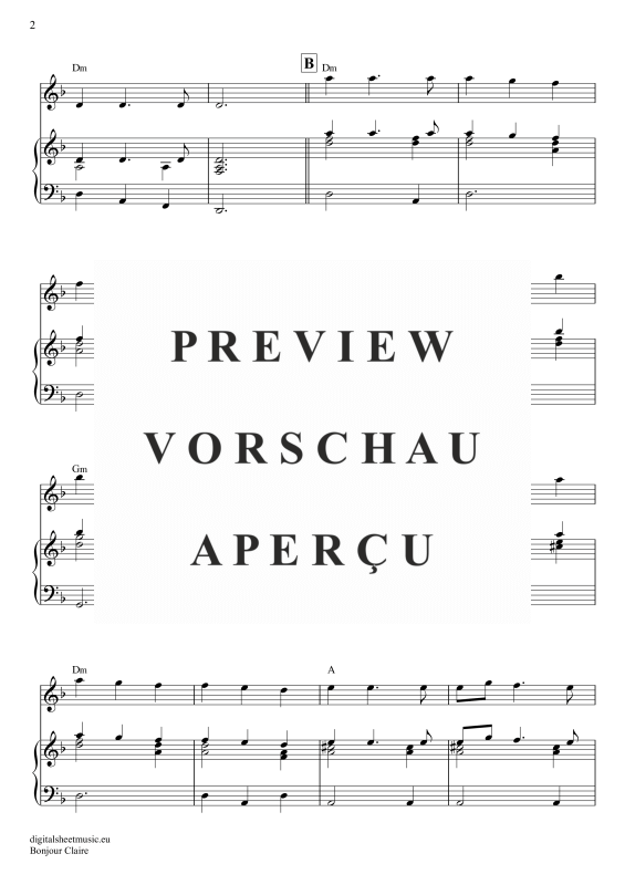 Produktgalerie: Seite 3 von 7 Bonjour Claire, Traditional, Klavier und Gesang