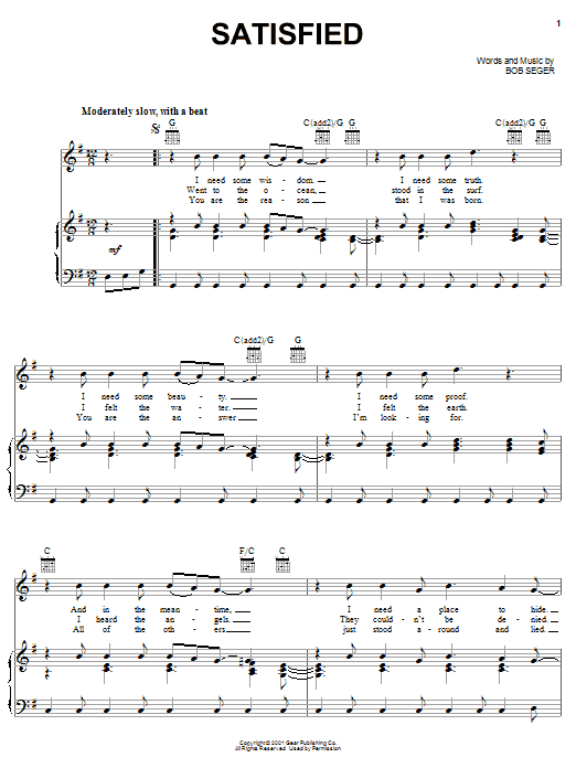 Produktgalerie: Seite 1 von 1 Satisfied, Bob Seger, Gesang, Gitarre, Klavier