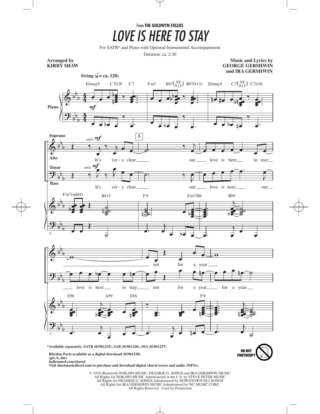 Produktbild zu: Love Is Here To Stay (arr. Kirby Shaw)