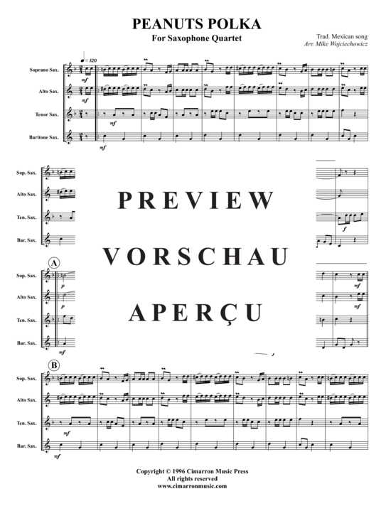 Product gallery: Page 2 of 7 Peanuts Polka , , (Saxophone quartet SATB)