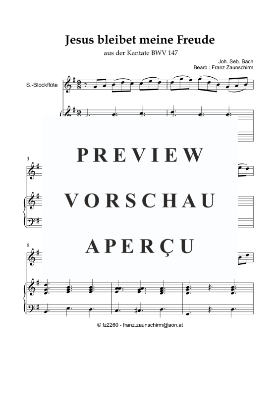 Produktgalerie: Seite 2 von 8 Jesus bleibet meine Freude, , Sopran Blockflöte und Orgel