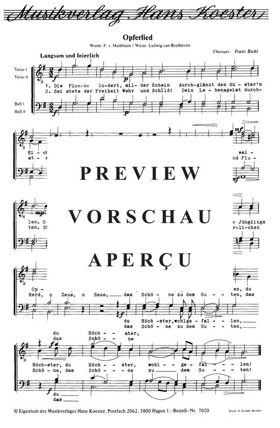 Product picture to: Opferlied Langsam und feierlich