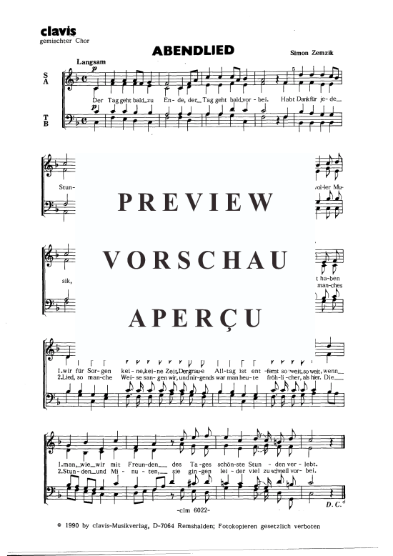 Product picture to: Abendlied Simon Zemzik