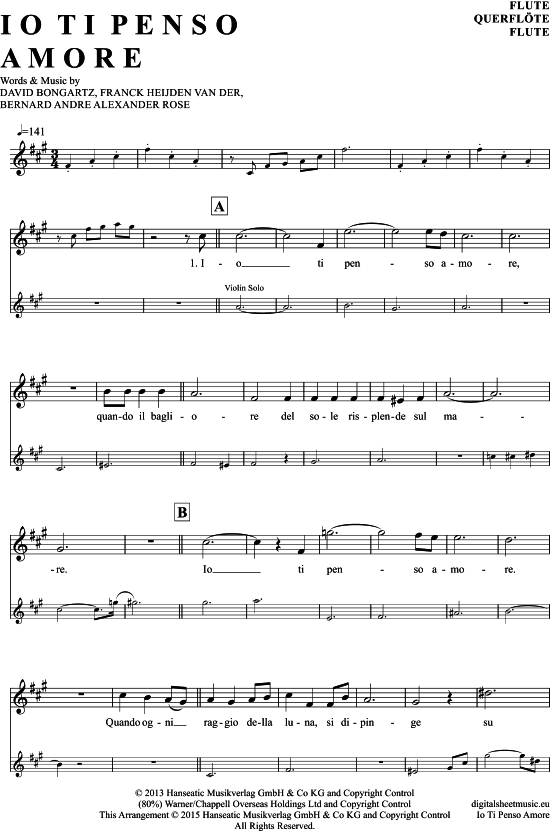 Product gallery: Page 1 of 5 Io Ti Penso Amore , Garrett, David, (transverse flute)