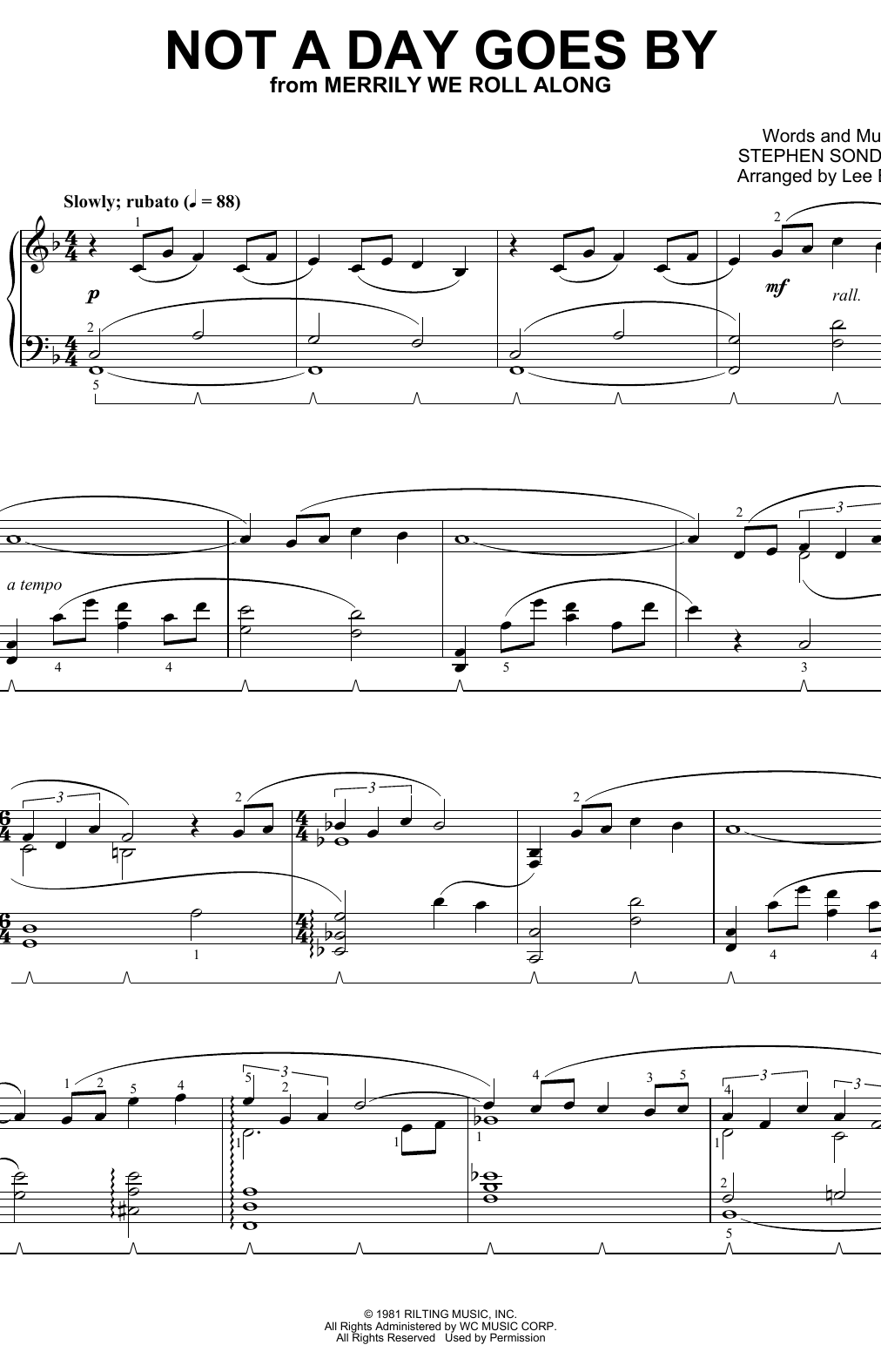 Produktbild zu: Not A Day Goes By (from Merrily We Roll Along) (arr. Lee Evans)