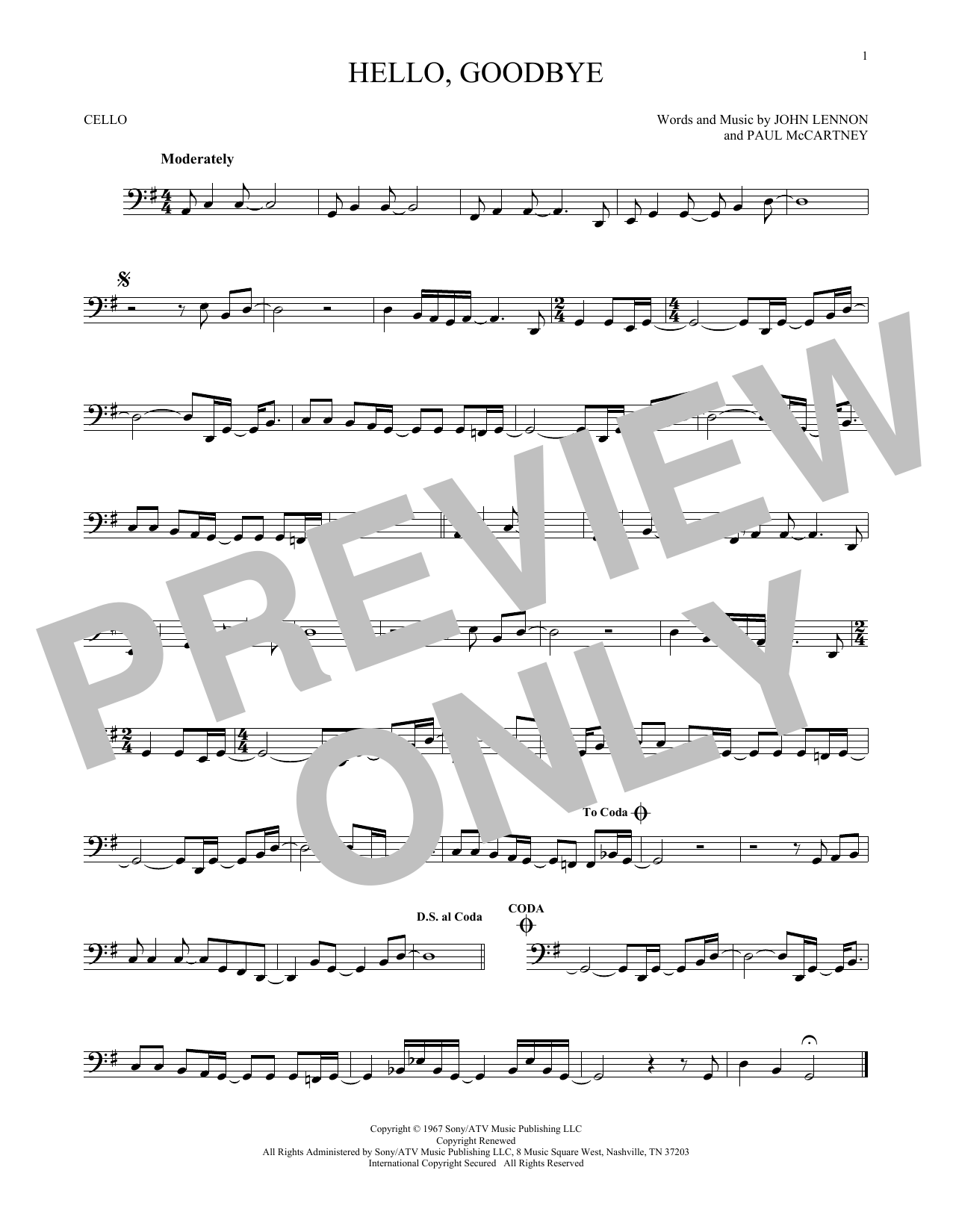 Produktgalerie: Seite 1 von 1 Hello, Goodbye, The Beatles, Violoncello