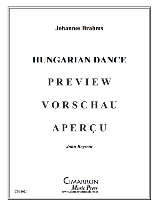 Produktgalerie: Seite 2 von 17 Hungarian Dance No. 5 , , (Blechbläser Quintett)