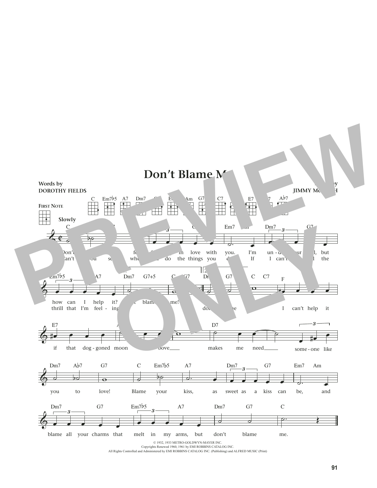 Product gallery: Page 1 of 1 Don't Blame Me (from The Daily Ukulele) (arr. Jim Beloff), Dorothy Fields