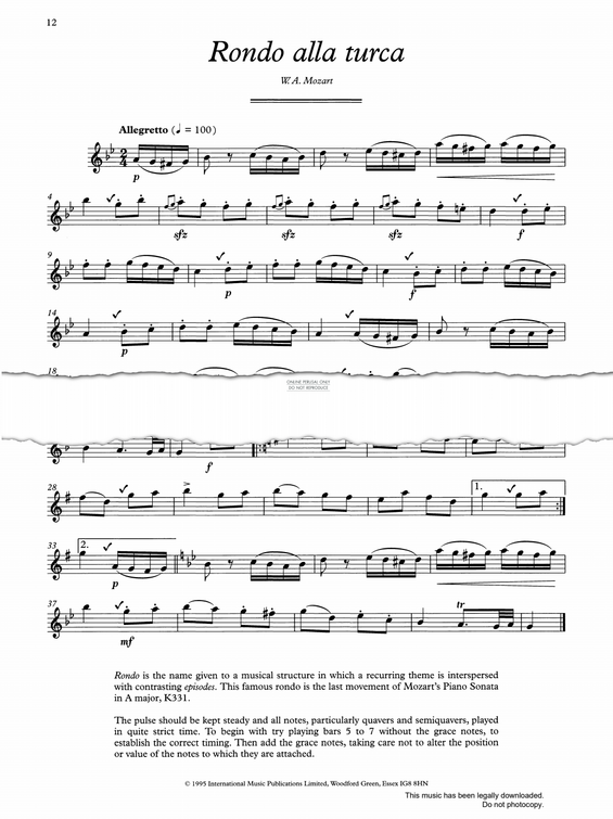 Product gallery: Page 1 of 1 Rondo Alla Turca (from Sonata No.11 in A Major, K331), Wolfgang Amadeus Mozart