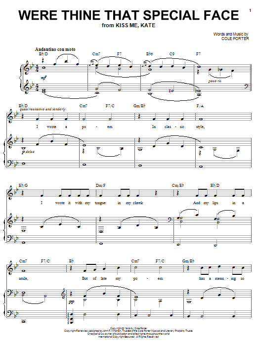 Product picture to: Were Thine That Special Face (from Kiss Me, Kate)