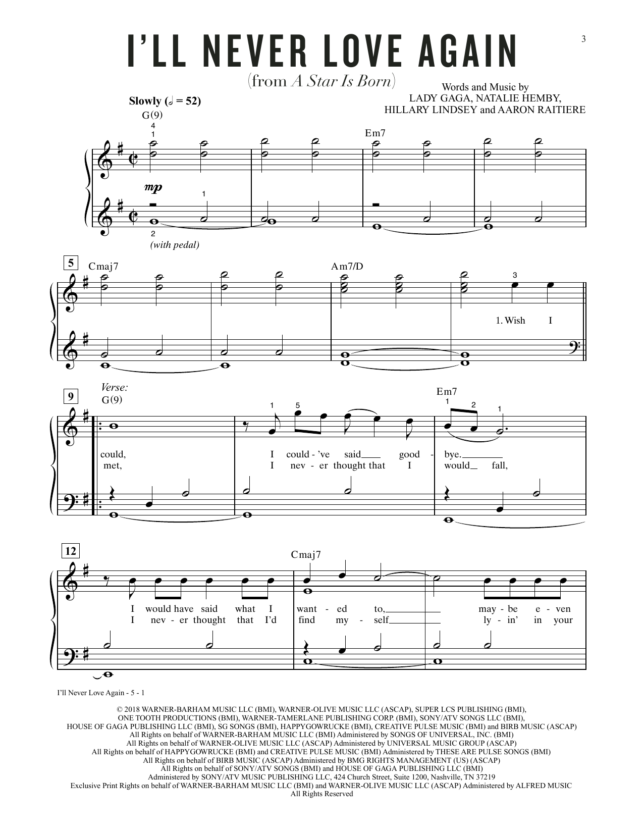 Produktbild zu: I'll Never Love Again (from A Star Is Born)