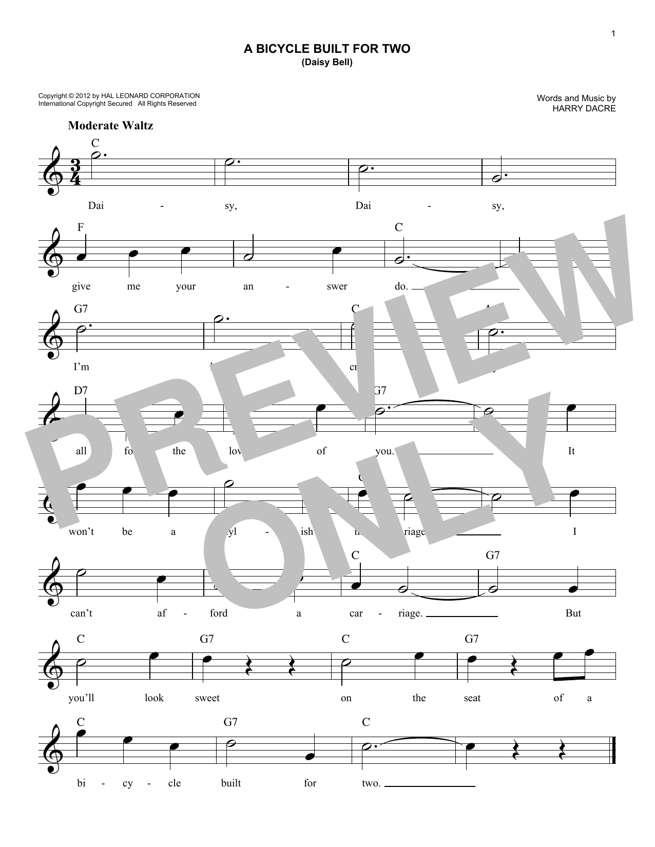 Produktbild zu: A Bicycle Built For Two (Daisy Bell)