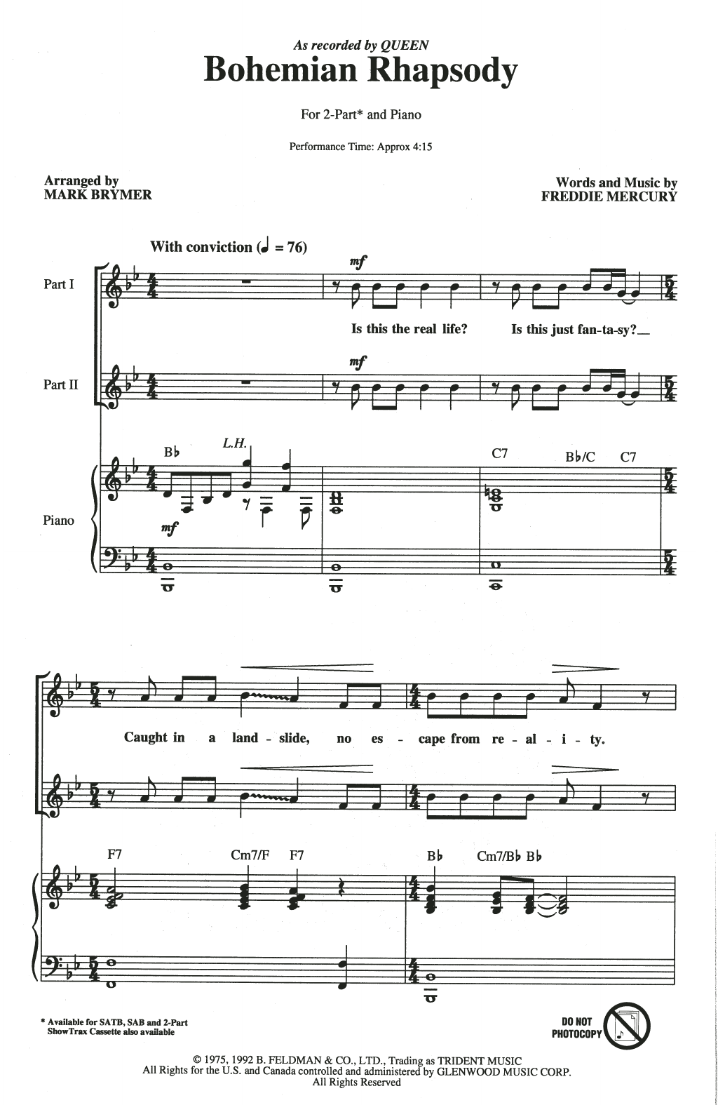 Produktbild zu: Bohemian Rhapsody (arr. Mark Brymer)