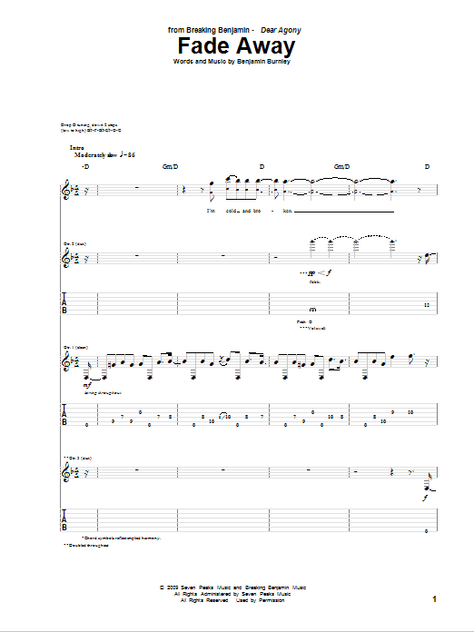 Produktgalerie: Seite 1 von 1 Fade Away, Breaking Benjamin, Gitarre