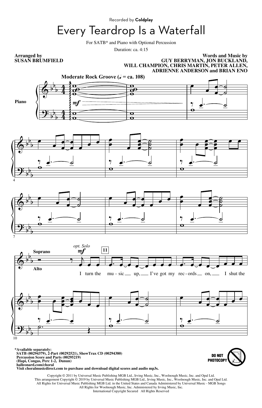 Produktbild zu: Every Teardrop Is A Waterfall (arr. Susan Brumfield)