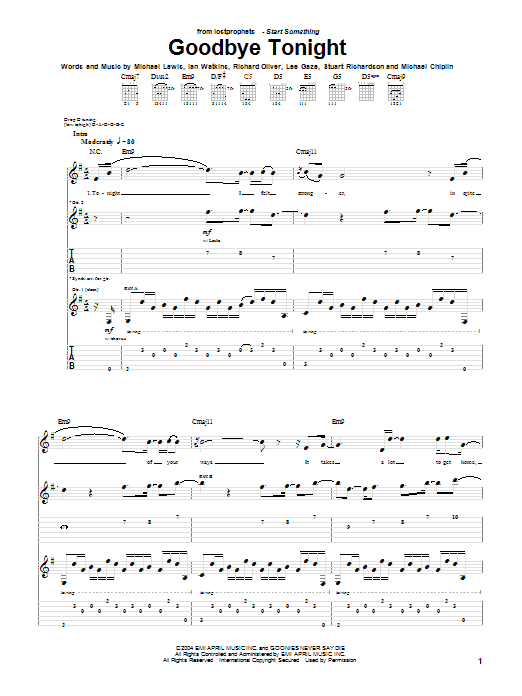 Produktgalerie: Seite 1 von 1 Goodbye Tonight, Lostprophets, Gitarre