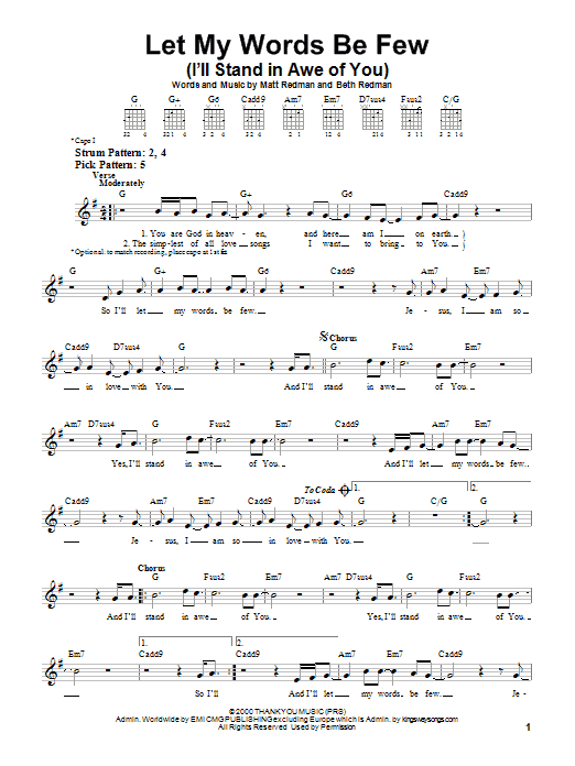 Product gallery: Page 1 of 1 Let My Words Be Few (I'll Stand In Awe Of You), Matt Redman