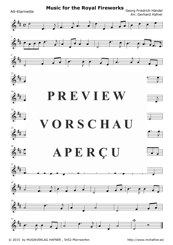 Product gallery: Page 8 of 9 Music for the Royal Fireworks, , (Clarinet Quintet)