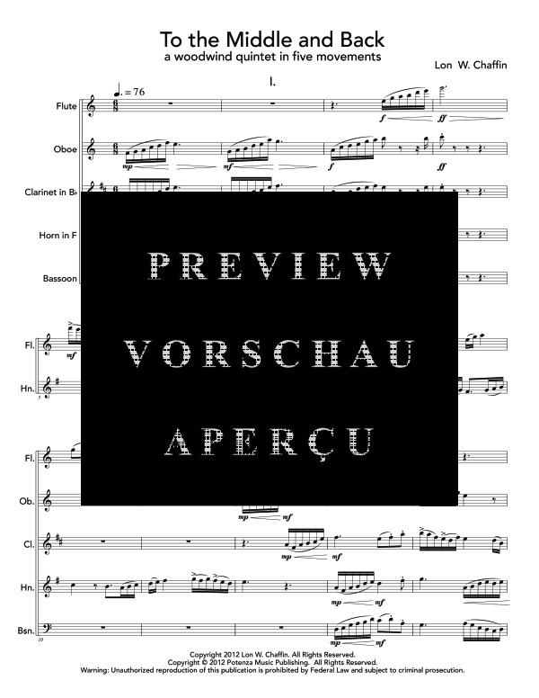 Produktgalerie: Seite 5 von 11 To the Middle and Back, , (Holzbläser Quintett)