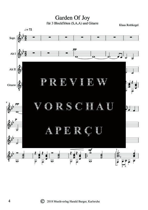 Produktgalerie: Seite 5 von 9 Garden Of Joy, , Blockflötenensemble und Gitarre - Partitur