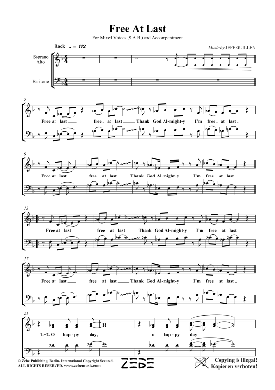Produktgalerie: Seite 1 von 11 Free At Last, , Gemischter Chor SAB und Klavier