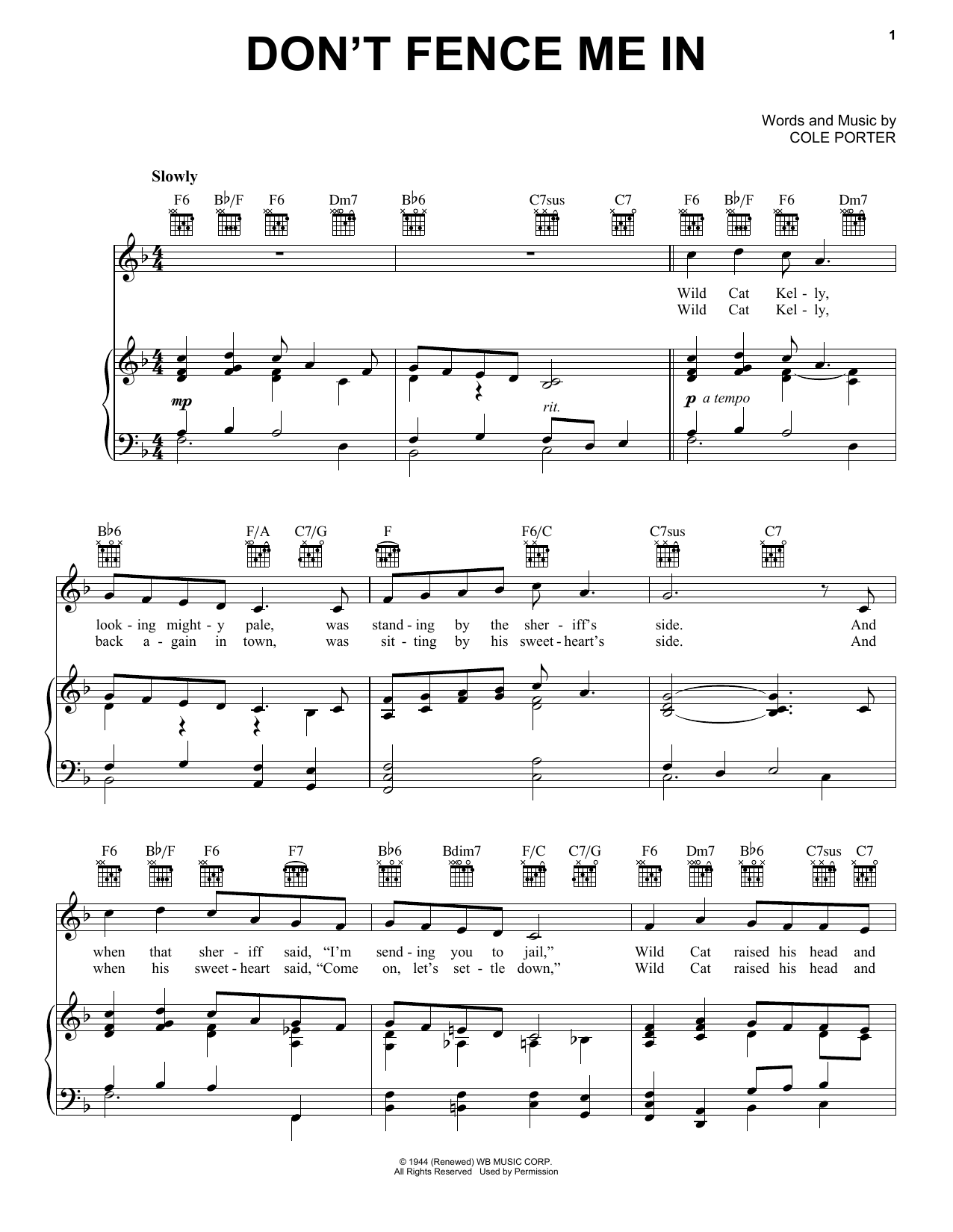 Produktgalerie: Seite 1 von 1 Don't Fence Me In, Cole Porter, Gesang, Gitarre, Klavier