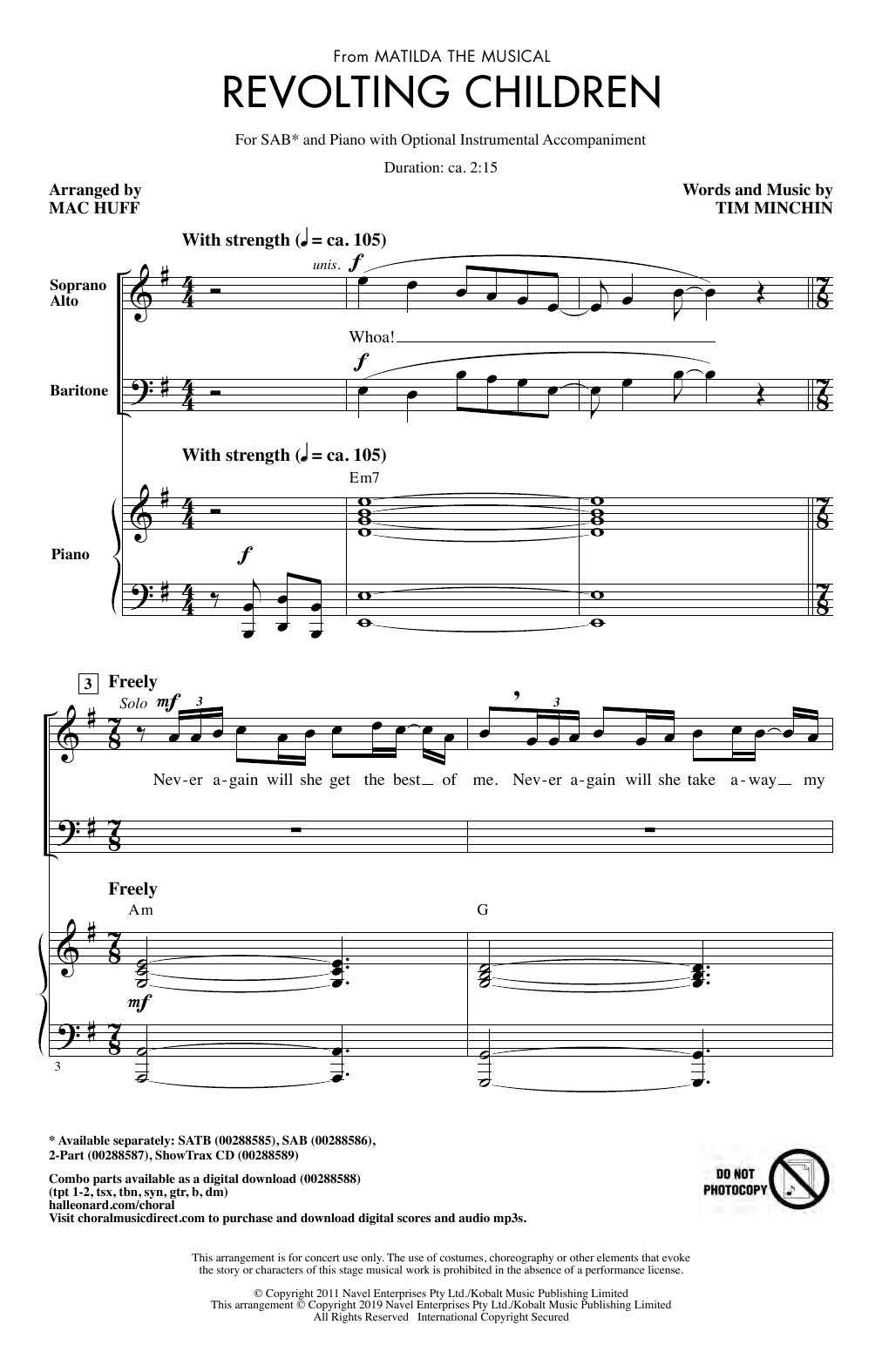 Produktbild zu: Revolting Children (from Matilda: The Musical) (arr. Mac Huff)