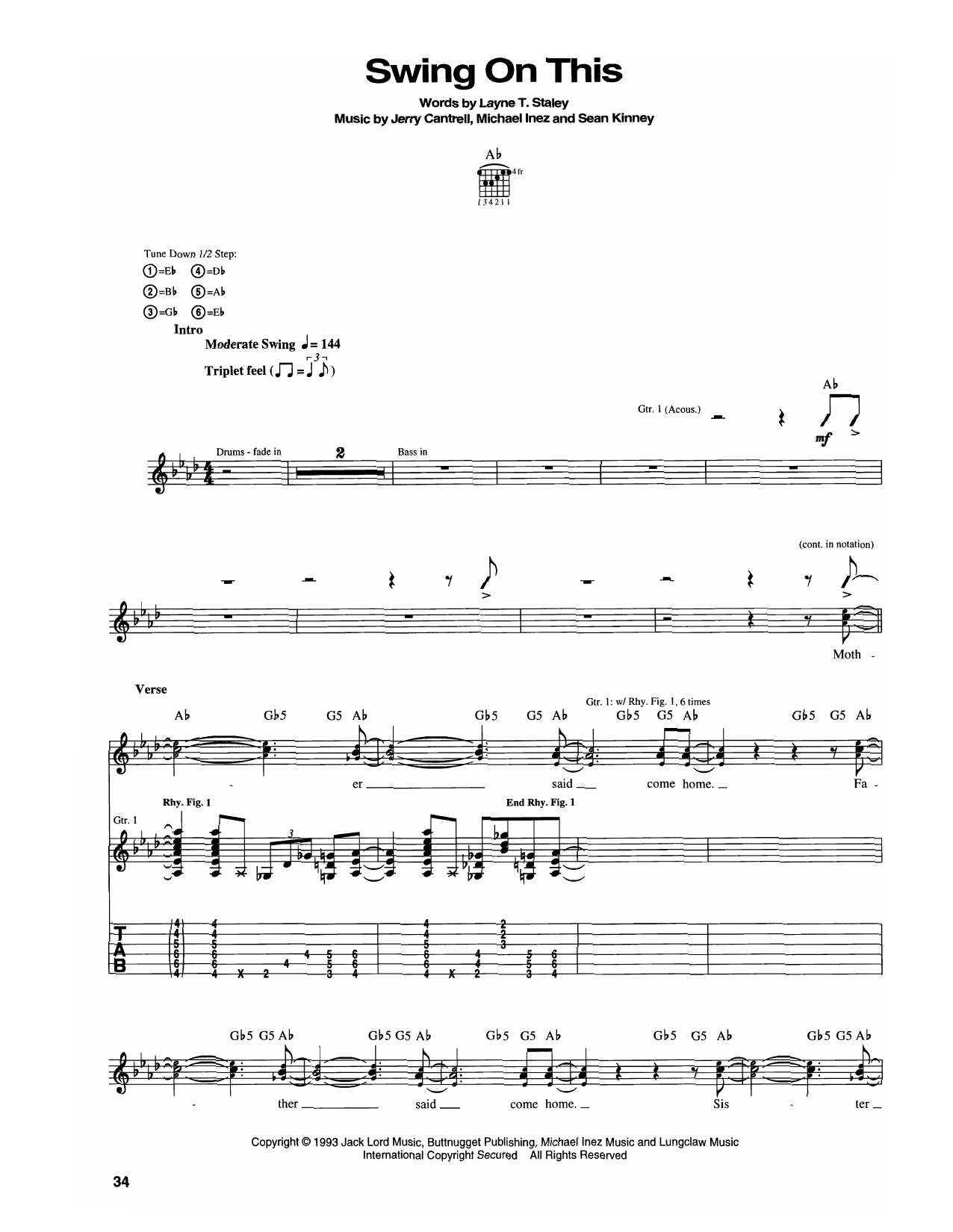 Produktgalerie: Seite 1 von 1 Swing On This, Alice In Chains, Gitarre