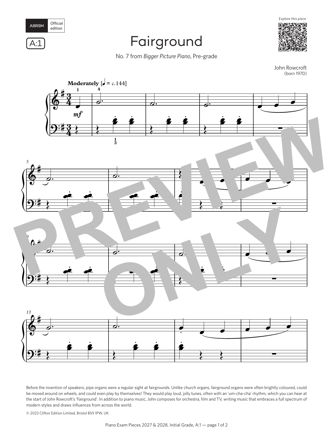 Produktgalerie: Seite 1 von 1 Fairground (Grade Initial, list A1, from the ABRSM Piano Syllabus 2027 & 2028), John Rowcroft, Klavier