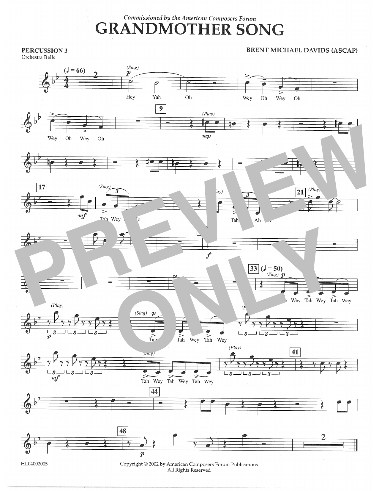 Produktgalerie: Seite 1 von 1 Grandmother Song - Percussion 3, Brent Michael Davids, Ensemble