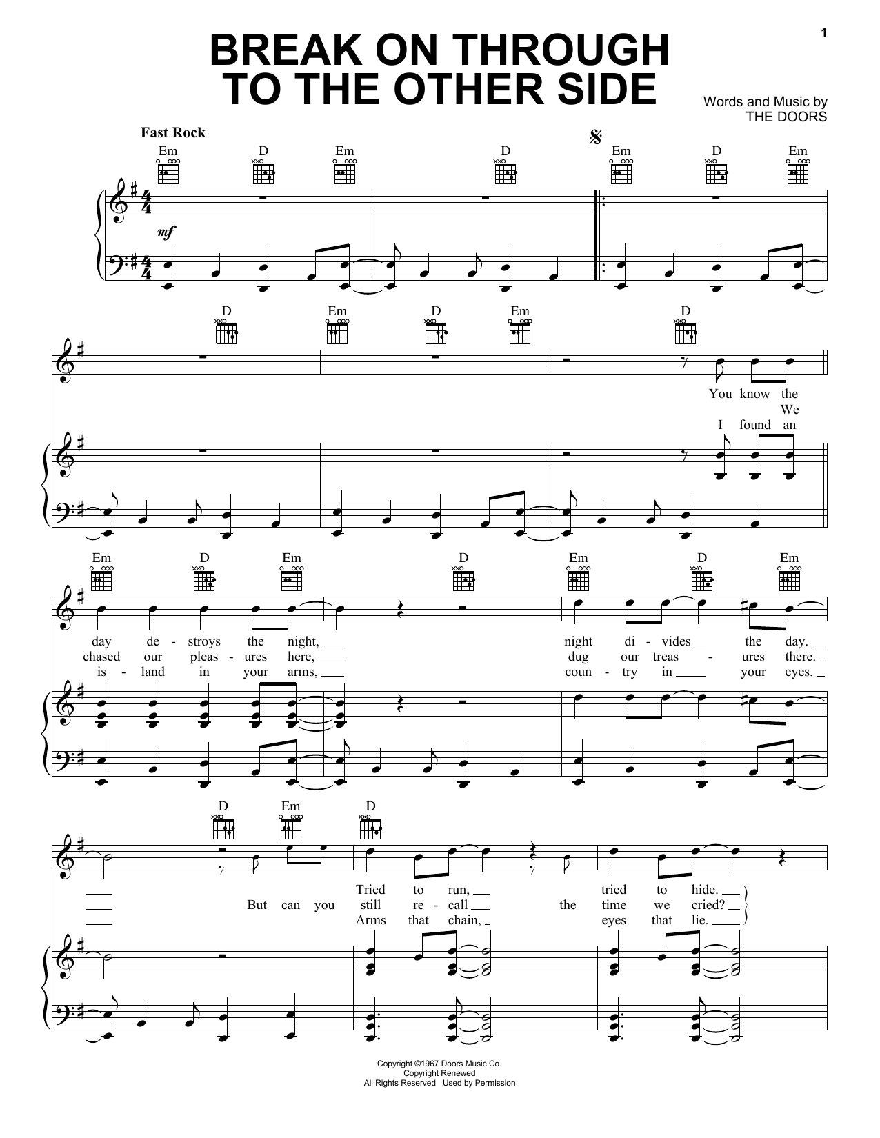 Produktgalerie: Seite 1 von 1 Break On Through To The Other Side, The Doors, Gesang, Gitarre, Klavier