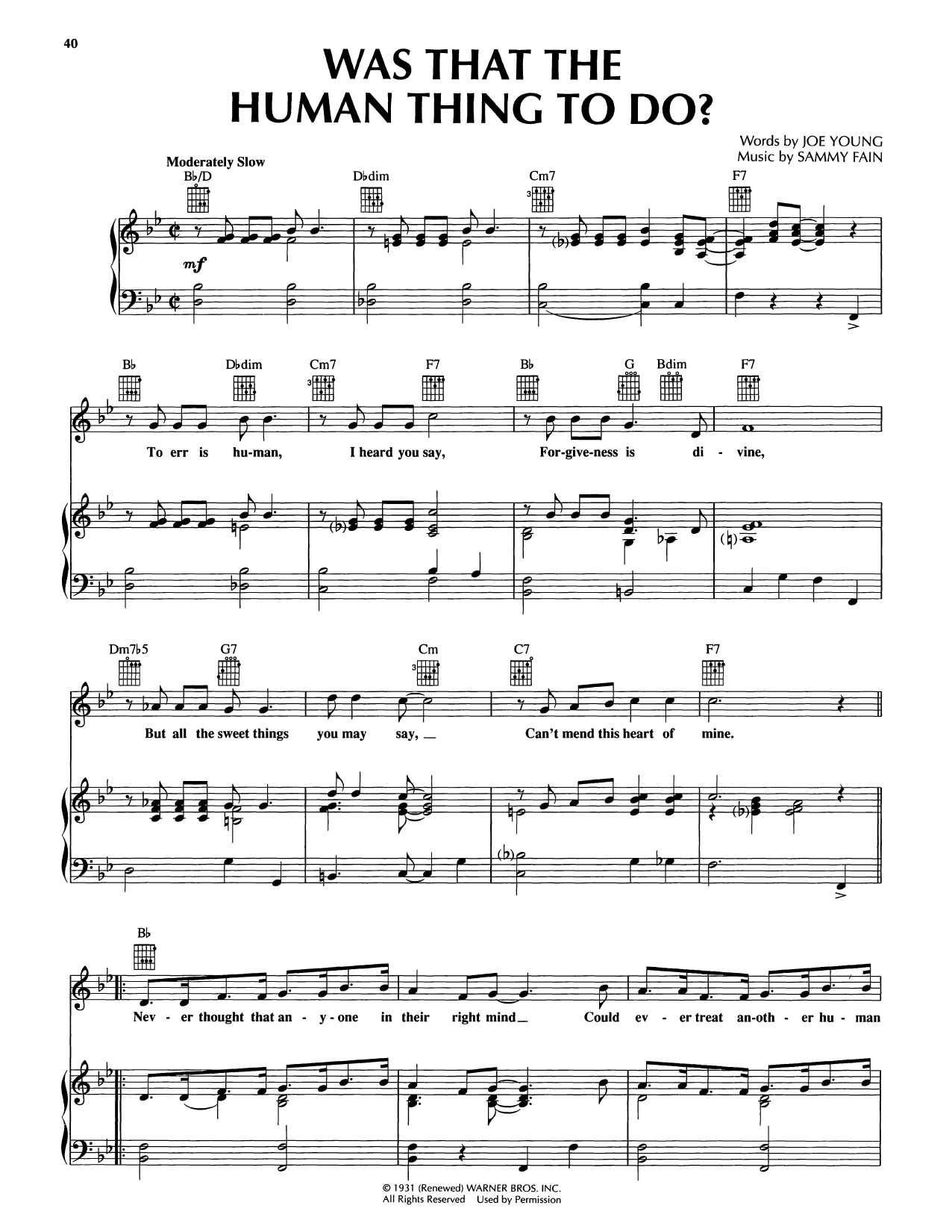 Produktgalerie: Seite 1 von 1 Was That The Human Thing To Do, Sammy Fain, Gesang, Gitarre, Klavier