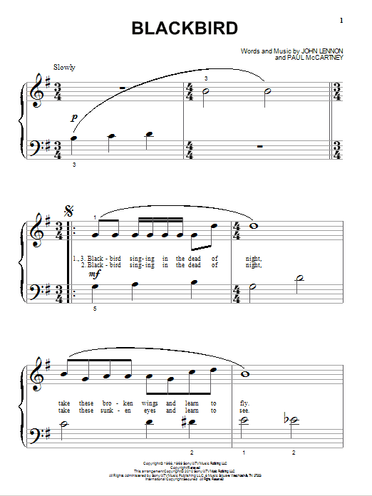 Produktgalerie: Seite 1 von 1 Blackbird, The Beatles, Klavier