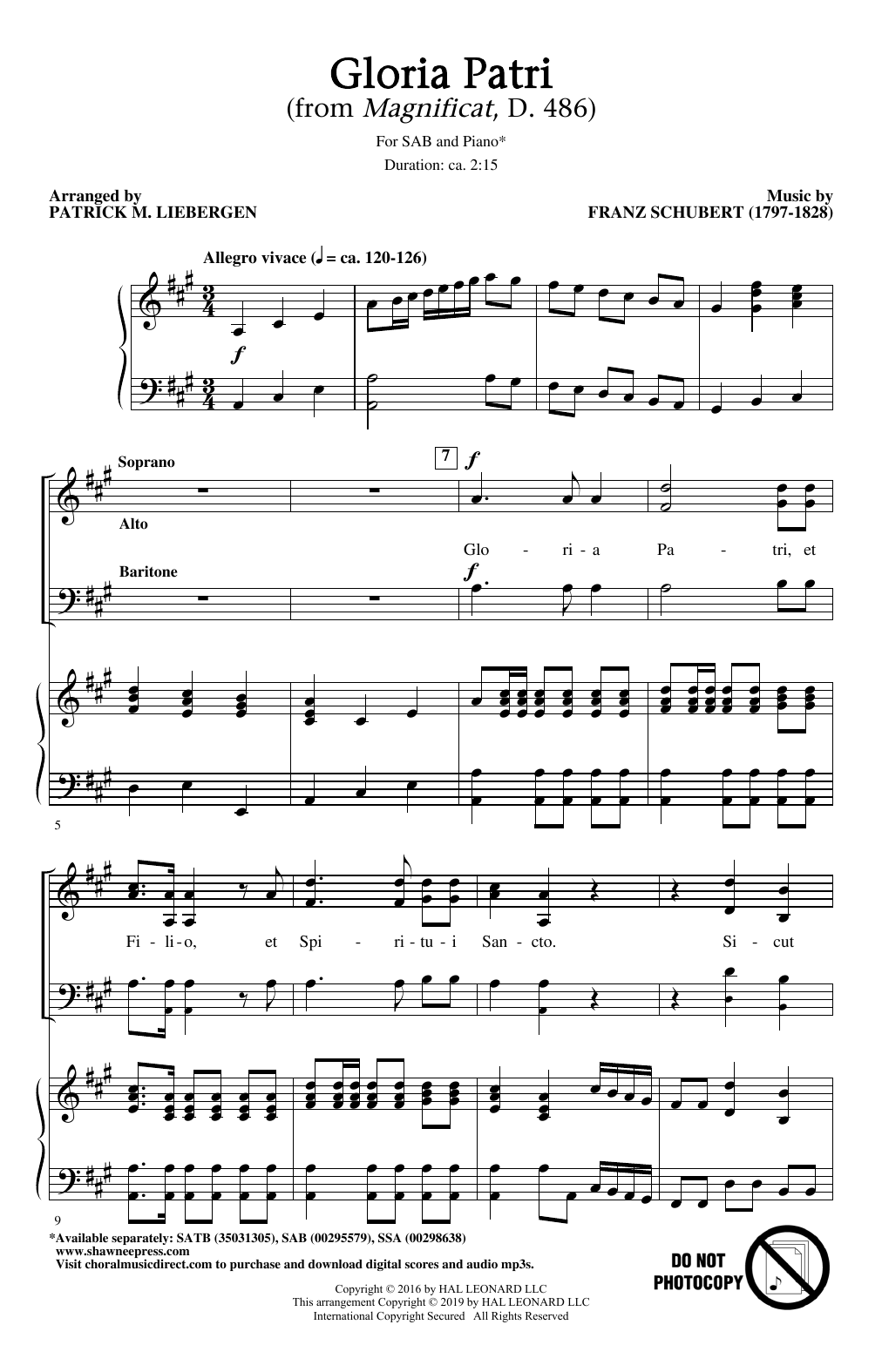 Product picture to: Gloria Patri (from Magnificat, D. 486) (arr. Patrick M. Liebergen)