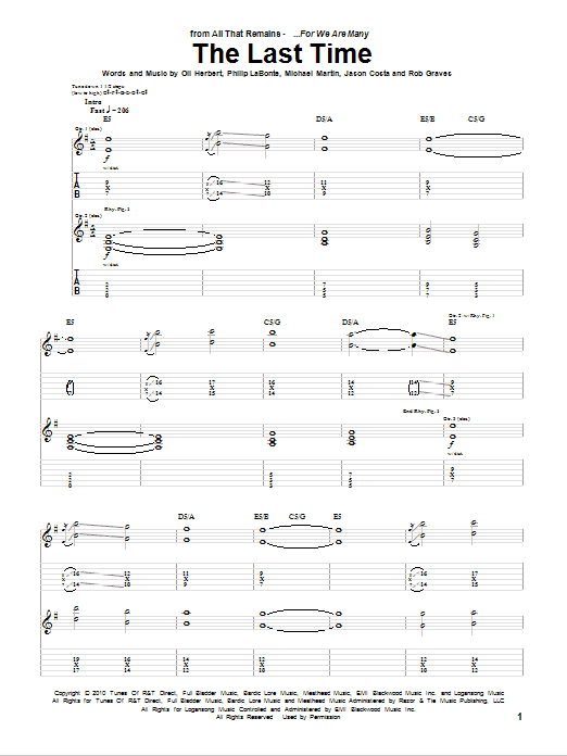 Produktgalerie: Seite 1 von 1 The Last Time, All That Remains, Gitarre