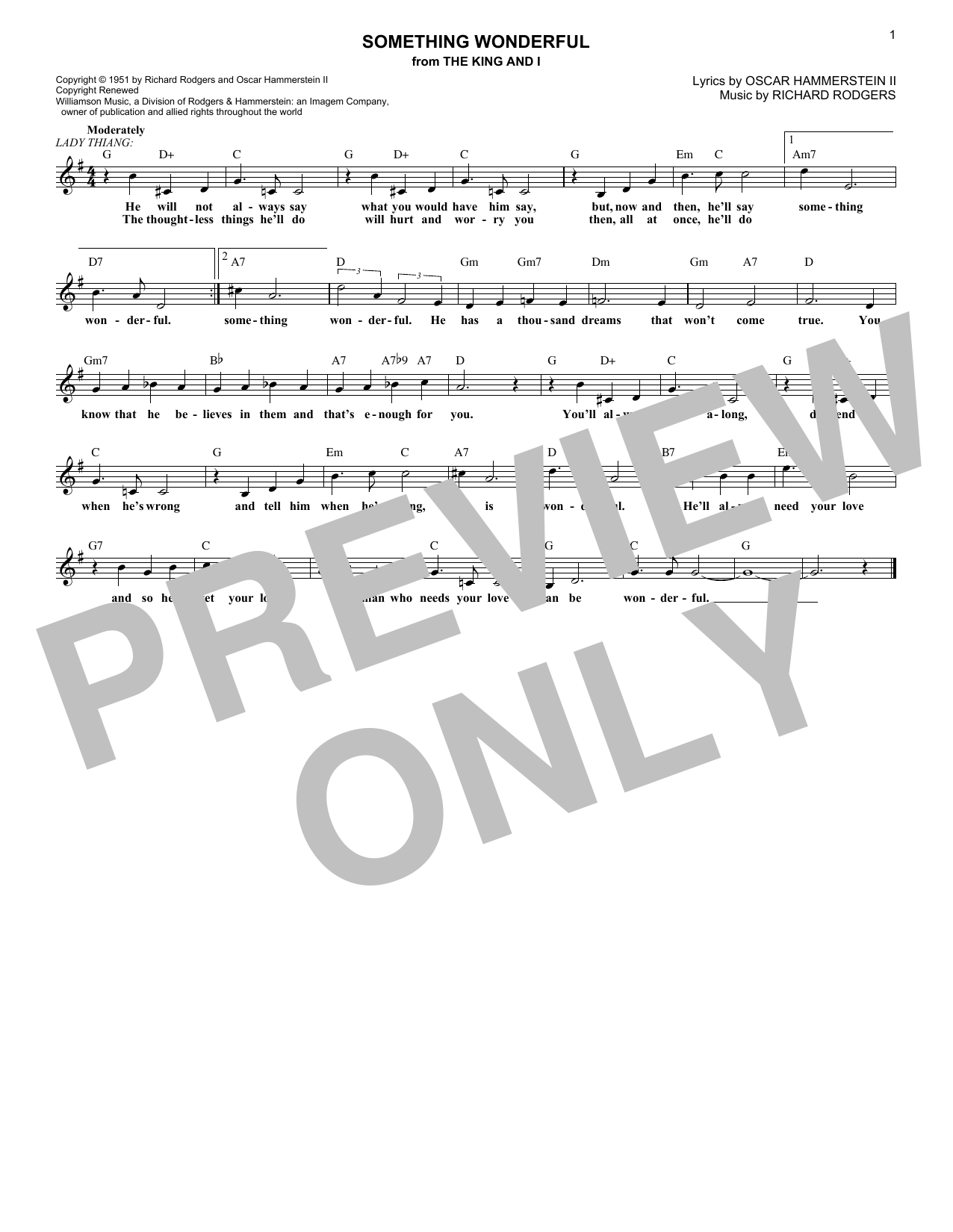 Produktbild zu: Something Wonderful (from The King And I)