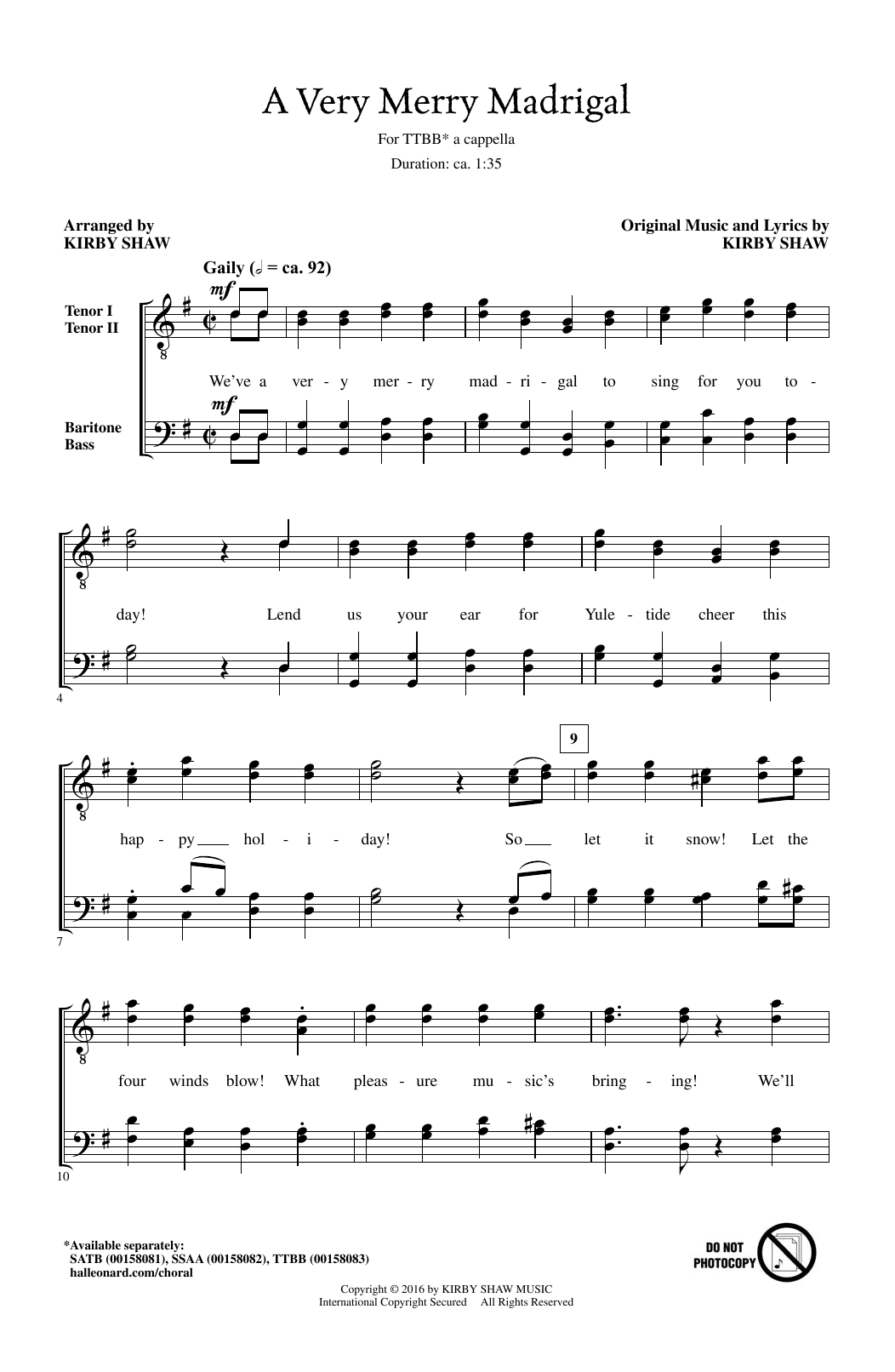 Product gallery: Page 1 of 1 A Very Merry Madrigal, Kirby Shaw