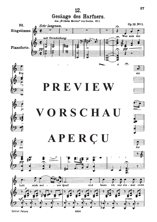 Product gallery: Page 2 of 4 Gesänge des Harfners D.478-1, , High Voice and Piano