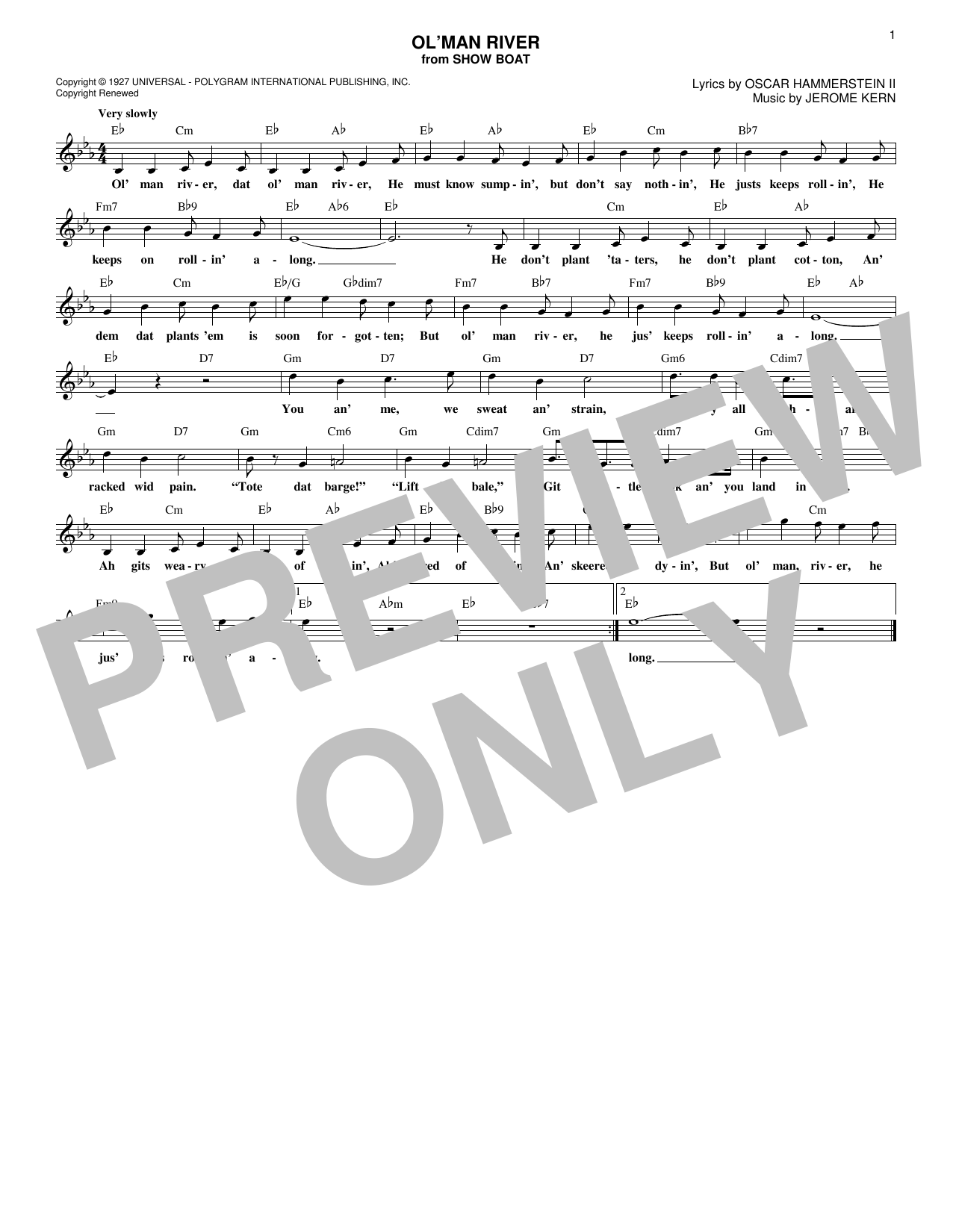 Produktgalerie: Seite 1 von 1 Ol' Man River, Oscar Hammerstein II, Melodieinstrument