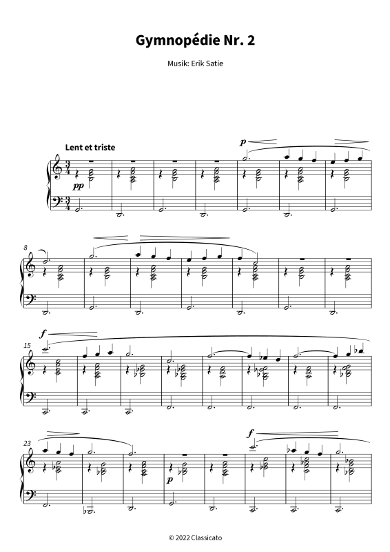 Product gallery: Page 1 of 6 Gymnopédie Nr. 2 - Langsam und traurig, , Solo Piano
