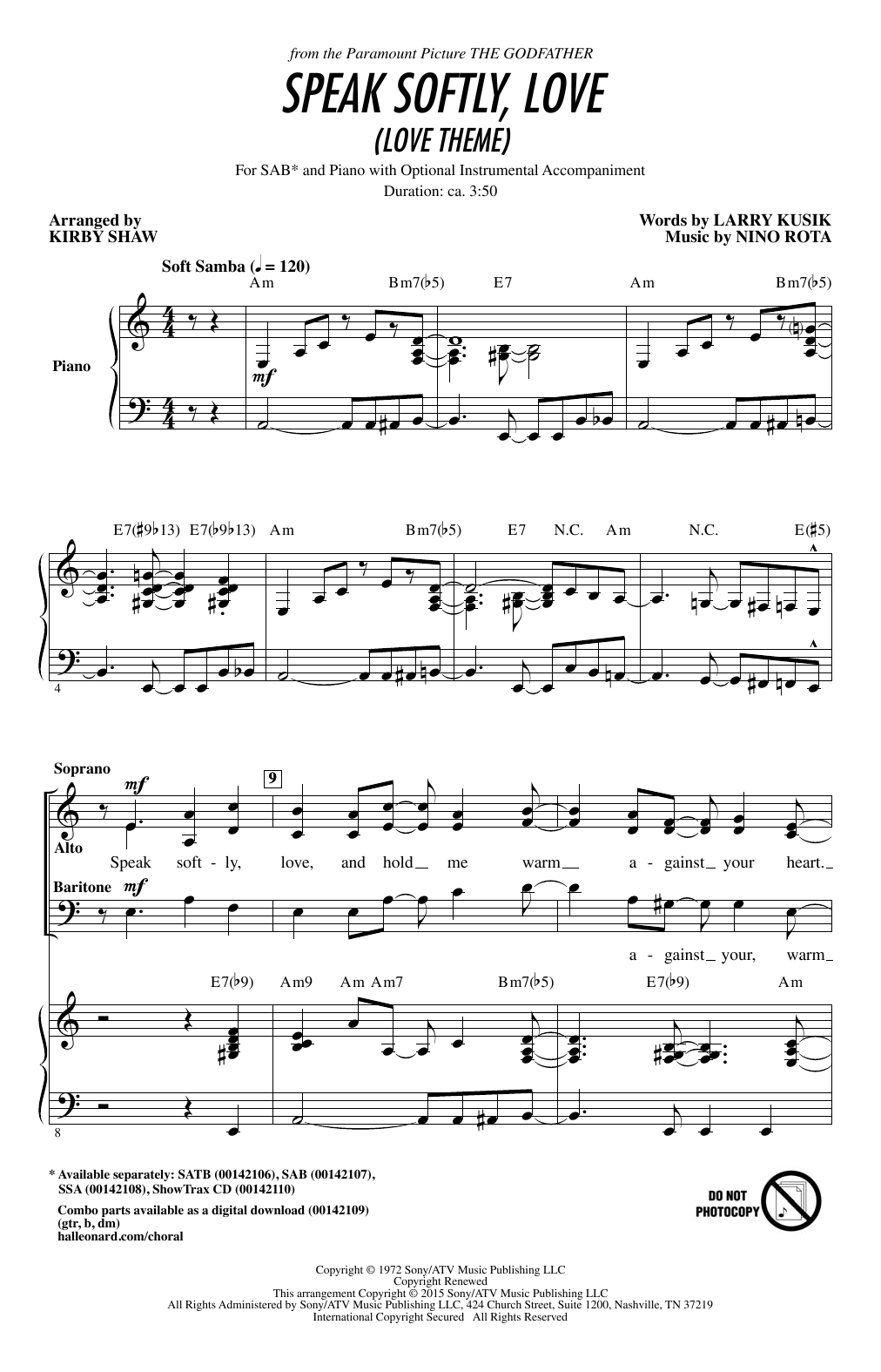 Produktbild zu: Speak Softly, Love (Love Theme)