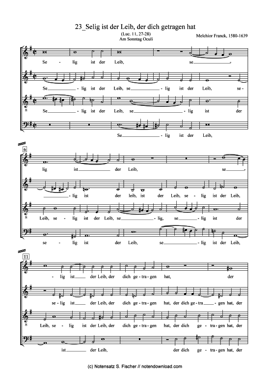 Product picture to: Selig ist der Leib, der dich getragen hat Melchior Franck (1580-1639)