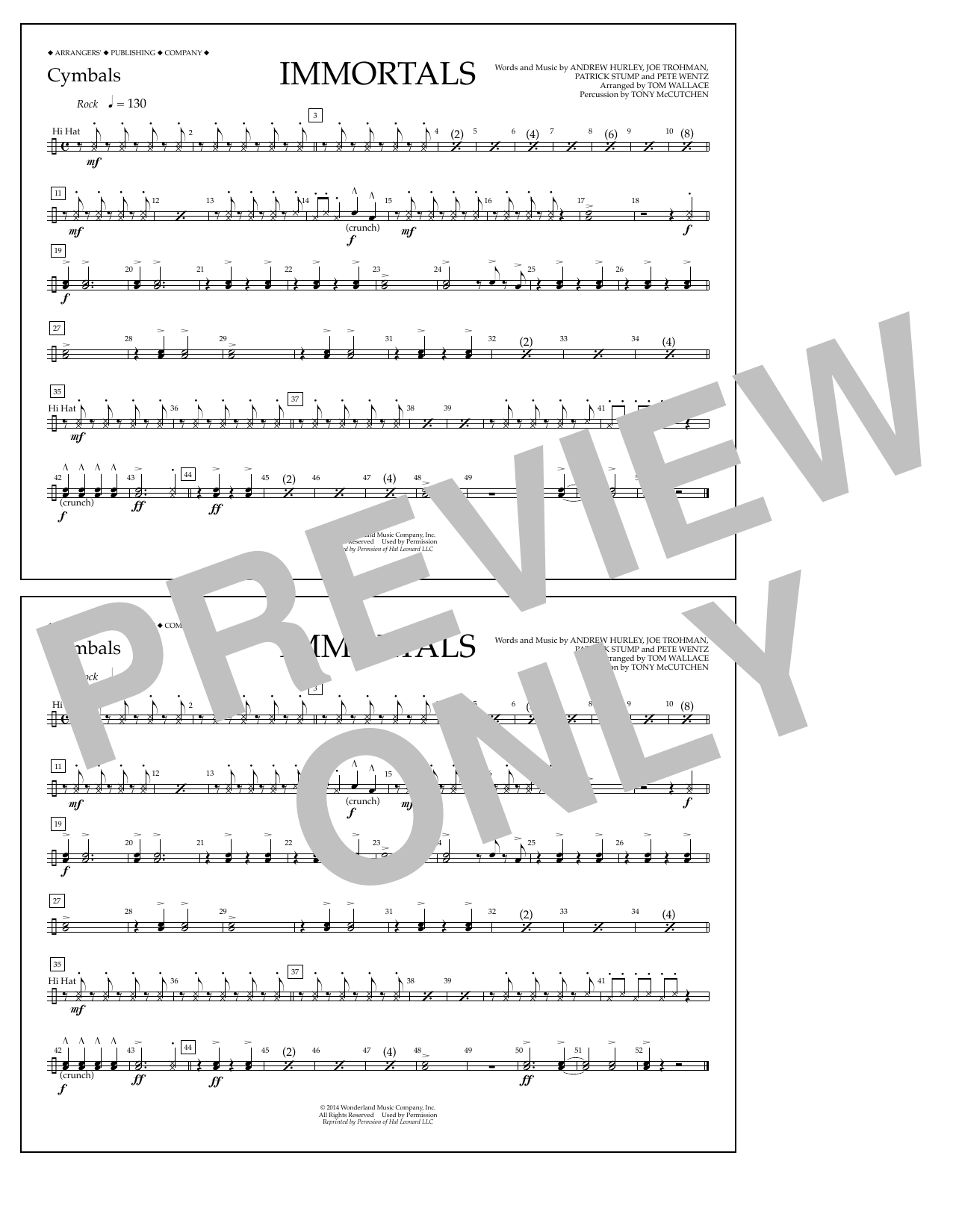 Produktbild zu: Immortals (from Big Hero 6) (arr. Tom Wallace) - Cymbals