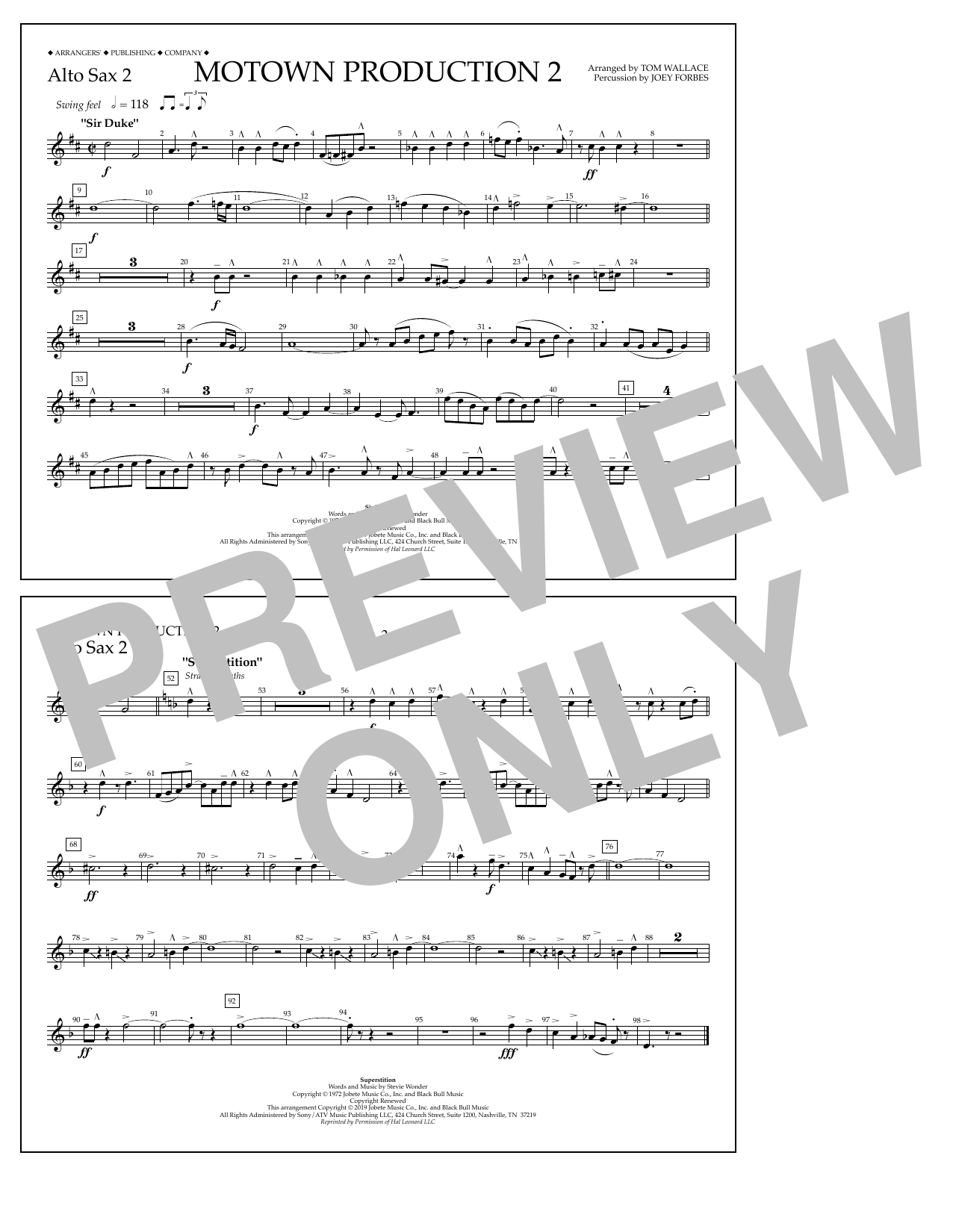 Produktbild zu: Motown Production 2 (arr. Tom Wallace) - Alto Sax 2