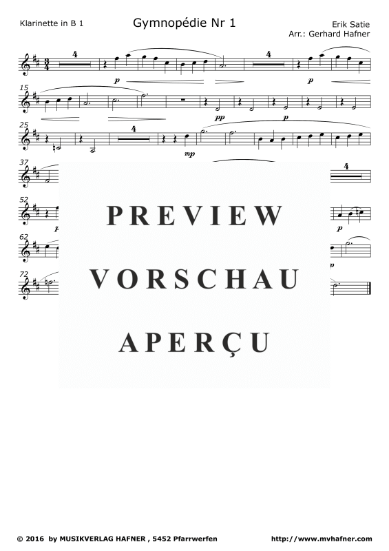 Product gallery: Page 7 of 11 Gymnopedie No. 1, , (Clarinet Quintet)